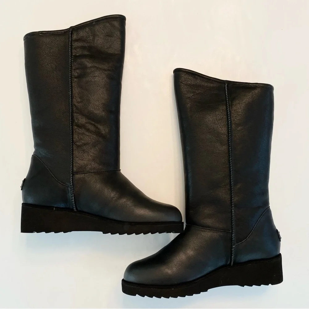 Australia Luxe Collective Joshua Tall Boots Black Shearling NIB Leather Winter 8